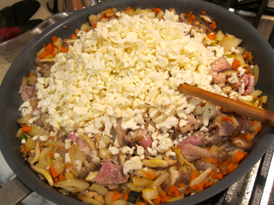 fried cauli rice - add meat and cauli