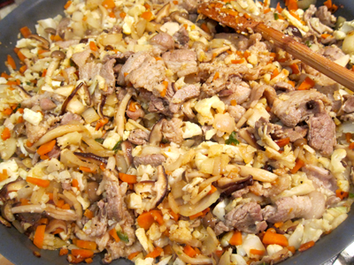 fried cauli rice - cook down