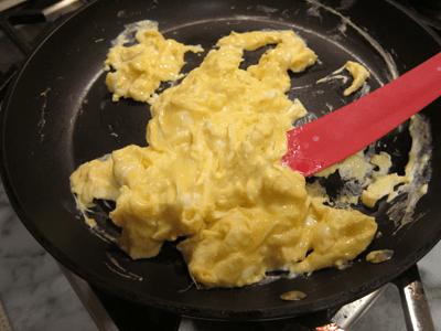 fried cauli rice - scramble eggs