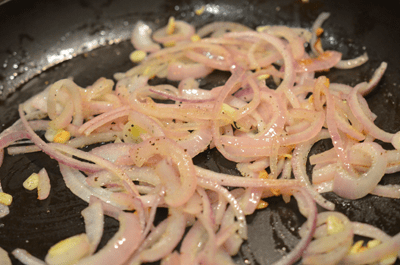 kale - cook onions and garlic