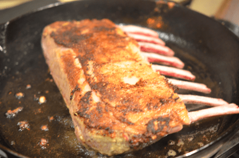 mustard lamb - sear lamb